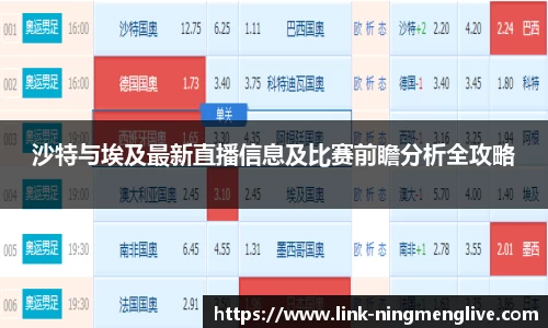 沙特与埃及最新直播信息及比赛前瞻分析全攻略