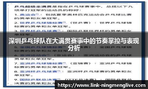 深圳乒乓球队在大满贯赛事中的节奏掌控与表现分析